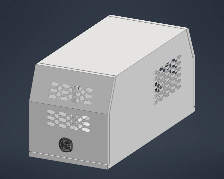 [DOG-HALF-FP-800-2D-ALY] 800 mm Half Canopy / Half Dog Box – 2-Door – Raw Alloy Flat Plate